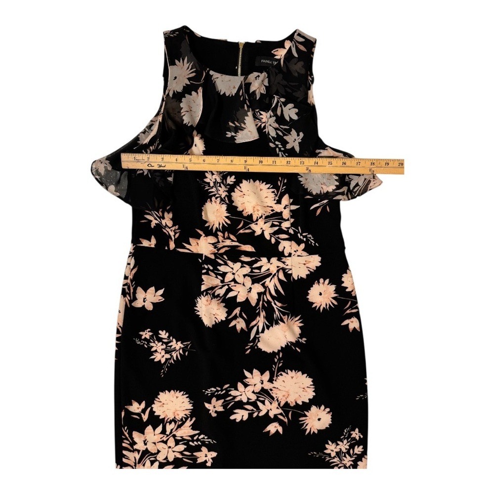 Ivanka Trump Black and Cream Floral Midi Dress Size 10 - Picture 3 of 5